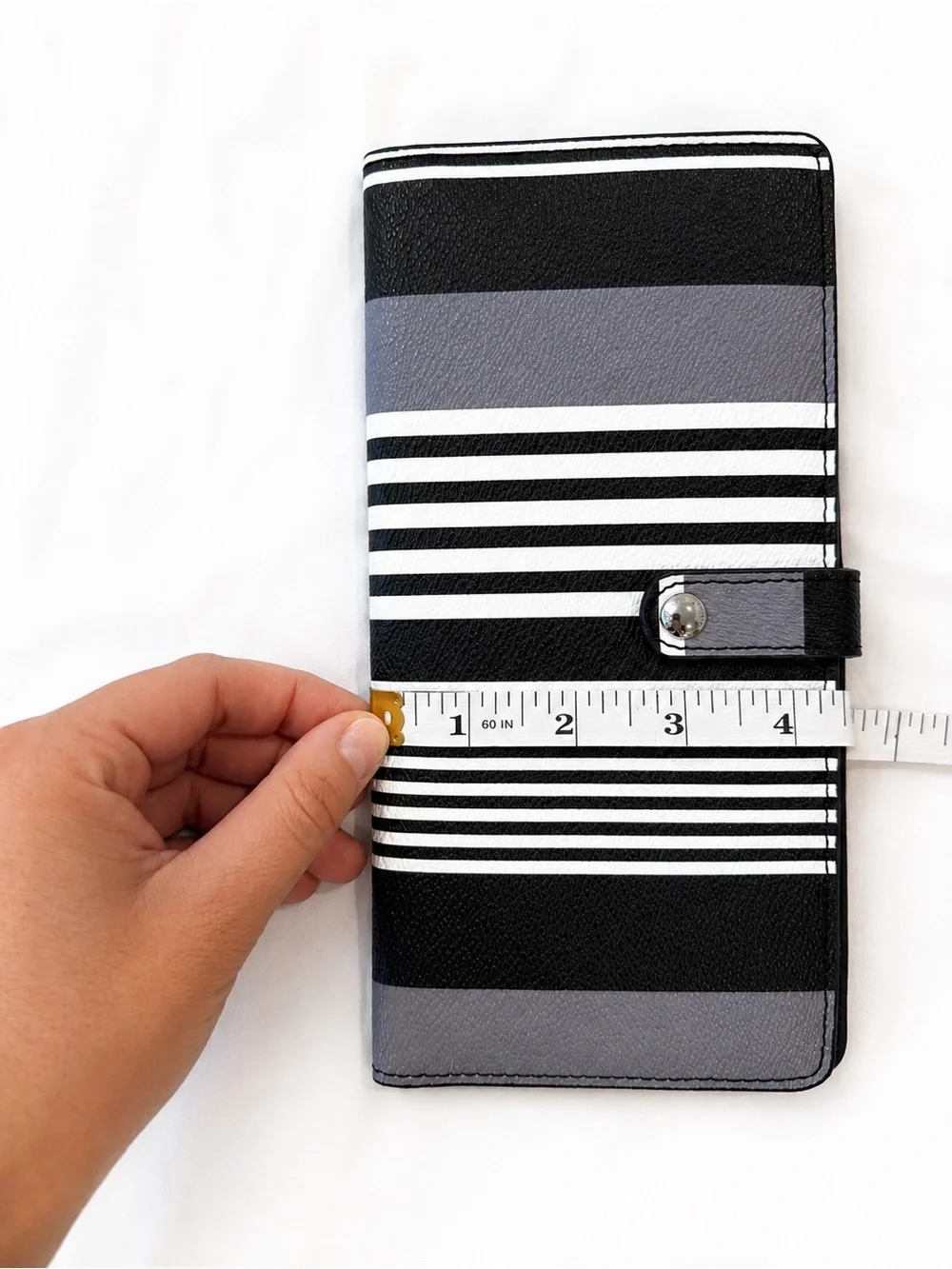 Vera Bradley Black White Gray Striped Accordion Wallet Zip Pocket